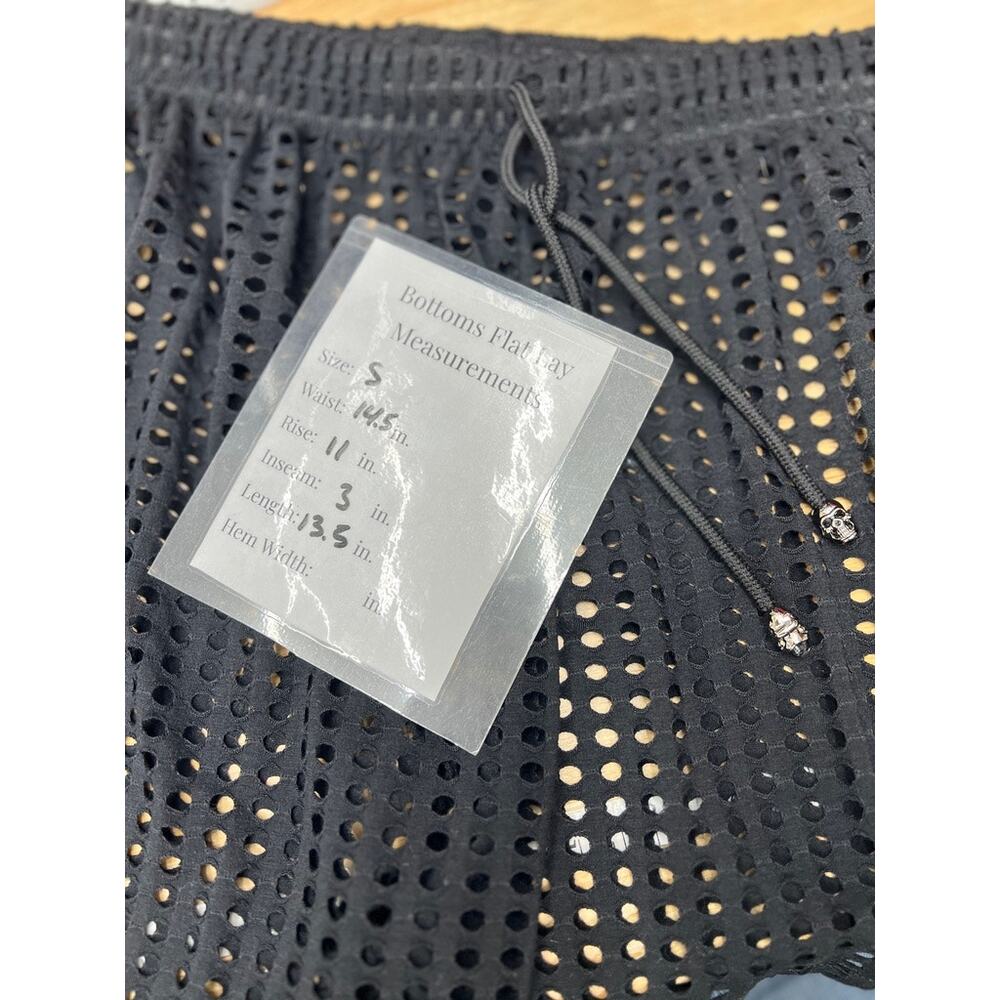 Unbranded Swim Coverup Open Knit Shorts with Skull Pull Women's S Black - Picture 3 of 4